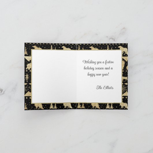 Nordic Sweater Gold Winter Animals Holiday Kaart (Binnen)