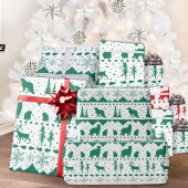 Nordic Sweater Green Winter Animals White Cadeaupapier