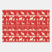 Nordic Sweater Holiday Red Beige Winter Animals Inpakpapier Vel (Voorkant 3)