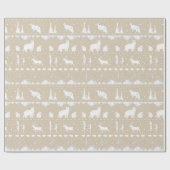 Nordic Sweater Khaki Beige White Winter Animals Cadeaupapier (Vlak)