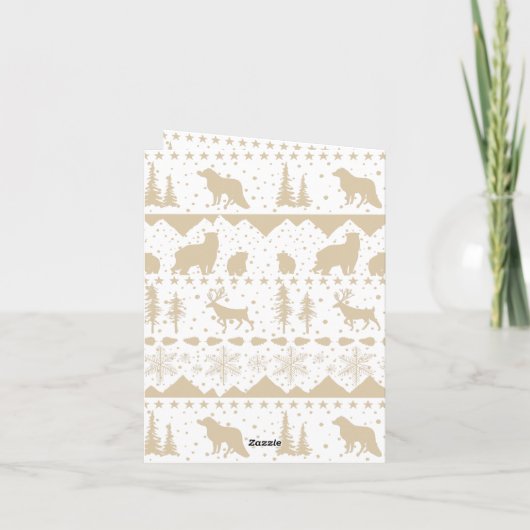 Nordic Sweater Neutral Beige White Winter Animals Feestdagen Kaart (Achterkant)
