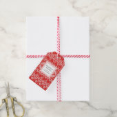 Nordic Sweater Pattern Rood en Wit Vakantie Cadeaulabel (Met Touw)