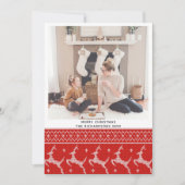 Nordic Sweater Red Pattern | Vliegrendier Feestdagenkaart (Voorkant)