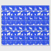 Nordic Sweater Royal Blue & White Winter Animals Cadeaupapier (Vlak)