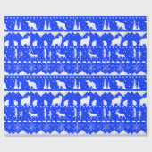 Nordic Sweater Royal Blue & White Winter Animals Cadeaupapier (Vlak)