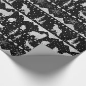 Nordic Sweater Silver Winter Animals Black Cadeaupapier (Hoek)