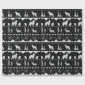 Nordic Sweater Silver Winter Animals Black Cadeaupapier (Vlak)