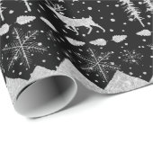 Nordic Sweater Silver Winter Animals Black Cadeaupapier (Rol Hoek)