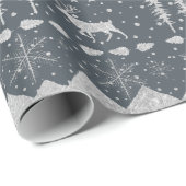 Nordic Sweater Silver Winter Animals Grey Flannel Cadeaupapier (Rol Hoek)