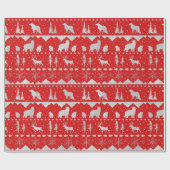 Nordic Sweater Silver Winter Animals Holiday Red Cadeaupapier (Vlak)