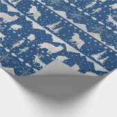 Nordic Sweater Silver Winter Animals Navyblauw Cadeaupapier (Hoek)