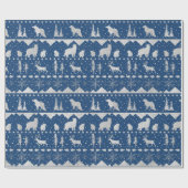 Nordic Sweater Silver Winter Animals Navyblauw Cadeaupapier (Vlak)