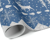 Nordic Sweater Silver Winter Animals Navyblauw Cadeaupapier (Rol Hoek)