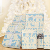 Nordic Sweater Sky Blue Winter Animals beige Cadeaupapier