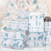 Nordic Sweater Sky Blue Winter Animals White Cadeaupapier