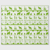 Nordic Sweater White en Lime Green Winter Animals Cadeaupapier (Vlak)