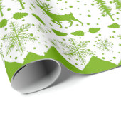 Nordic Sweater White en Lime Green Winter Animals Cadeaupapier (Rol Hoek)