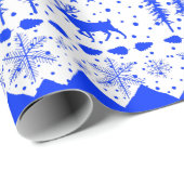 Nordic Sweater White en Royal Blue Winter Animals Cadeaupapier (Rol Hoek)