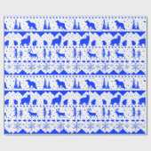 Nordic Sweater White en Royal Blue Winter Animals Cadeaupapier (Vlak)