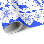 Nordic Sweater White en Royal Blue Winter Animals Cadeaupapier (Rol Hoek)