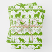 Nordic Sweater White Mint Green Winter Animals Inpakpapier Vel (In situ)