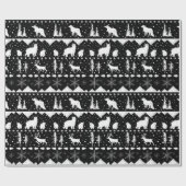 Nordic Sweater White Winter Animals Black Cadeaupapier (Vlak)