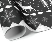 Nordic Sweater White Winter Animals Black Cadeaupapier (Rol Hoek)