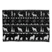 Nordic Sweater White Winter Animals Black Kussensloop (Voorkant-Links)