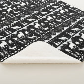 Nordic Sweater White Winter Animals Black Sherpa Deken (3/4)