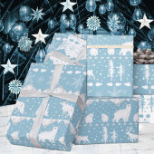 Nordic Sweater White Winter Animals Blue Sky Cadeaupapier