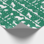 Nordic Sweater White Winter Animals Forest Green Cadeaupapier (Hoek)