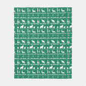 Nordic Sweater White Winter Animals Green Fleece Deken (Voorkant)