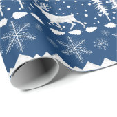 Nordic Sweater White Winter Animals Navyblauw Cadeaupapier (Rol Hoek)