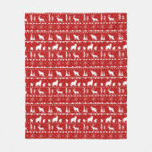 Nordic Sweater White Winter Animals Red Fleece Deken (Voorkant)