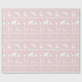 Nordic Sweater White Winter Animals Roze Cadeaupapier (Vlak)