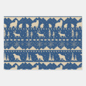 Nordic Sweater Winter Animals Beige & Navy Blue Inpakpapier Vel (Voorkant 2)