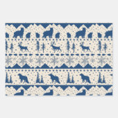 Nordic Sweater Winter Animals Beige & Navy Blue Inpakpapier Vel (Voorkant)