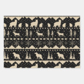 Nordic Sweater Winter Animals Black Beige and Red Inpakpapier Vel (Voorkant 2)