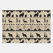 Nordic Sweater Winter Animals Black Beige and Red Inpakpapier Vel (Voorkant)