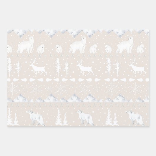 Nordic Sweater Winter Animals Blush Fawn Pink Inpakpapier Vel (Voorkant 2)