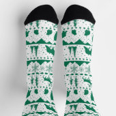 Nordic Sweater Winter Animals Green and White Sokken (Top)