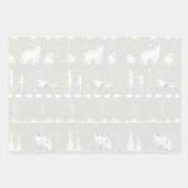 Nordic Sweater Winter Animals Muted Green Blue Inpakpapier Vel (Voorkant)