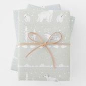 Nordic Sweater Winter Animals Muted Green Blue Inpakpapier Vel (In situ)