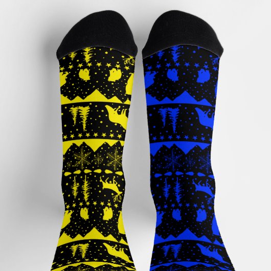 Nordic Sweater Winter Animals Yellow & Blue Sokken (Top)