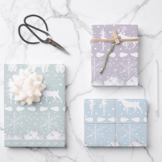 Nordic Sweater Winterdieren Pastelkleuren Inpakpapier Vel (Voorkant)