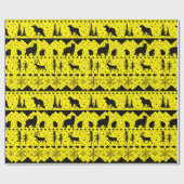 Nordic Sweater Yellow and Black Winter Animals Cadeaupapier (Vlak)