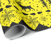 Nordic Sweater Yellow and Black Winter Animals Cadeaupapier (Rol Hoek)