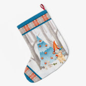 Nordic Tomte Gnome en varkensvlees in het bos Grote Kerstsok (Achterkant (Hangend))