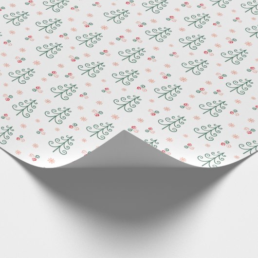 Nordic Tree Pattern Minimalistisch kerstcadeau Cadeaupapier (Hoek)