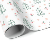 Nordic Tree Pattern Minimalistisch kerstcadeau Cadeaupapier (Rol Hoek)